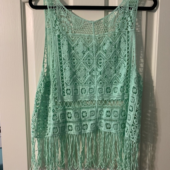 teal knitted tank top - Picture 3 of 4